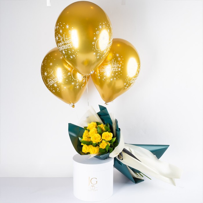 yellow roses graduation hand bouquet