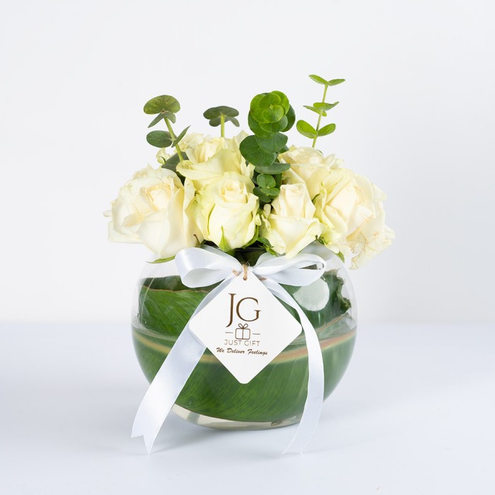 White Roses Vase
