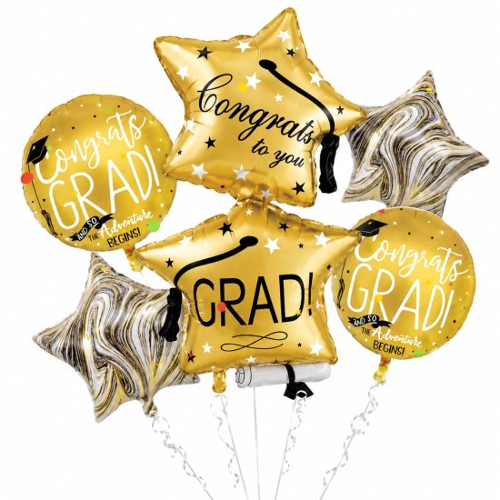 Graduation Helium Balloon Gold
