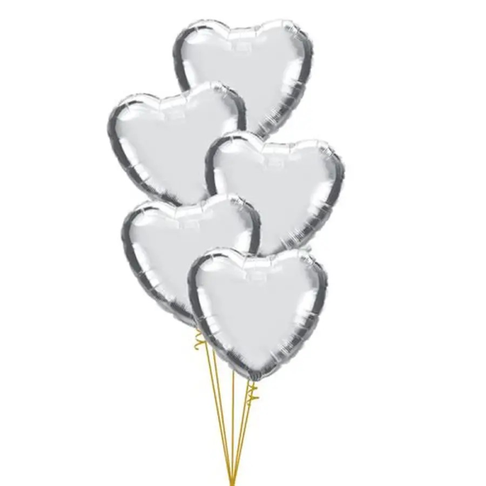 Silver Heart Balloons
