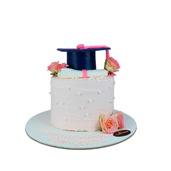 pink graduation cake